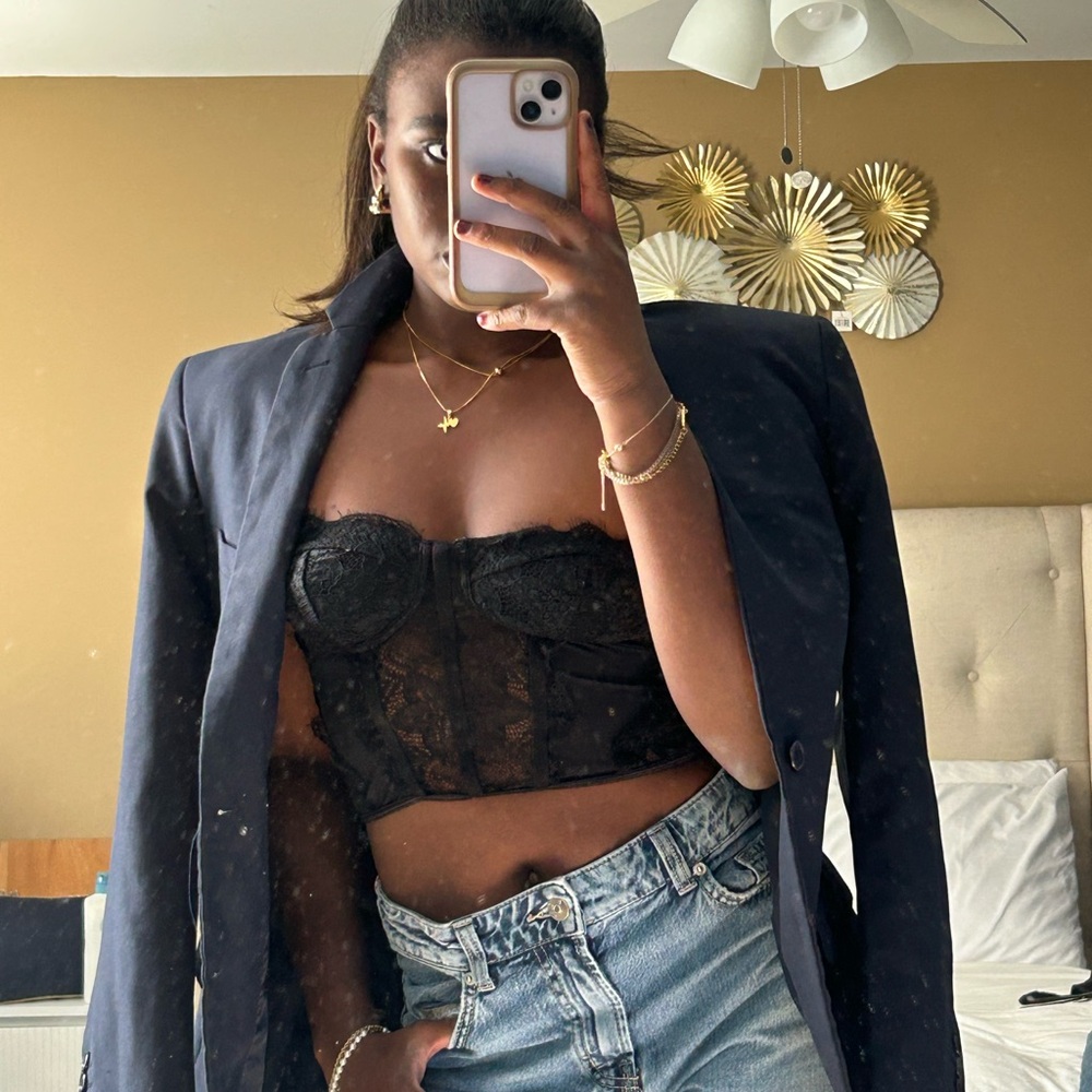 SHEIN Black Lace Crop Top